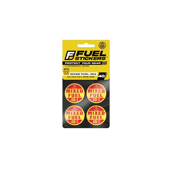 Mixed Fuel Sticker 40-1, 2-Cycle Label: Fuel Can & Outdoor Power Equip., Hvy-Dty, 1'' Dia, 40PK